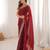 Maroon satin partywear saree 