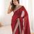 Maroon satin partywear saree 