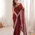 Maroon satin partywear saree 