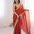 Rust satin partywear saree 