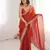 Rust satin partywear saree 