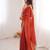 Rust satin partywear saree 