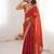 Rust satin partywear saree 