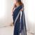 Blue satin partywear saree 