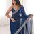 Blue satin partywear saree 