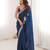 Blue satin partywear saree 