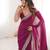 Purple satin partywear saree 