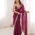 Purple satin partywear saree 
