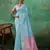 Sky blue woven linen cotton saree