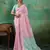 Pink woven linen cotton saree