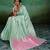 Sea green woven linen cotton saree