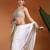 White ivory embroidered chiffon saree set