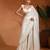Ivory embroidered dotted georgette dupion silk pant saree set