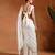 Ivory embroidered dotted georgette dupion silk pant saree set
