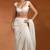 Ivory embroidered dotted georgette dupion silk pant saree set