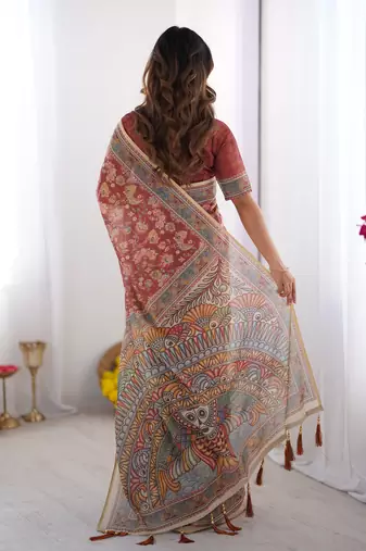 maroon  ready to wear saree with  blouse