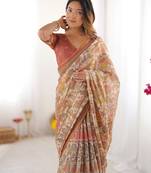 beige  ready to wear saree with  blouse