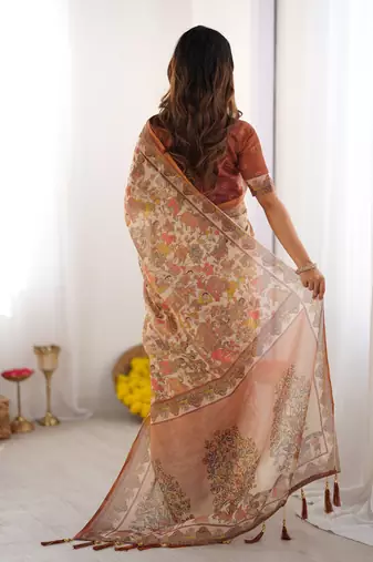 beige  ready to wear saree with  blouse