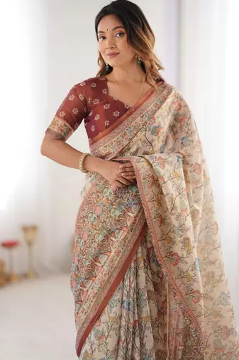 beige  ready to wear saree with  blouse