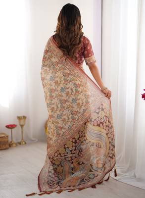 beige ready to wear saree with blouse 2