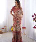 cream  ready to wear saree with  blouse