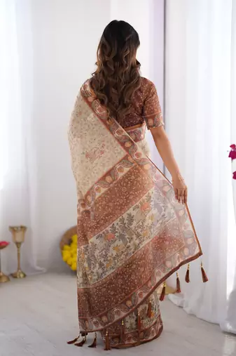 beige  ready to wear saree with  blouse