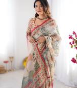ivory  ready to wear saree with  blouse