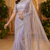 Lavender Color Beads And Thred  Work Net Saree