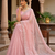 Pink Color Beads And Thred  Work Net Saree