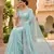 Sky Blue Color Beads And Thred  Work Net Saree