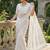White Color Beads And Thred  Work Net Saree