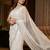 White Color Beads And Thred  Work Net Saree