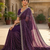 Wine Color Beads And Thred  Work Net Saree