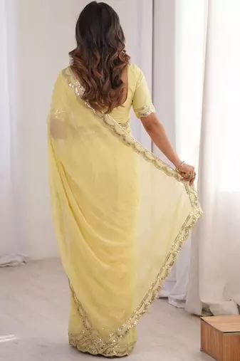 Elegant Yellow Embellished Saree for Women