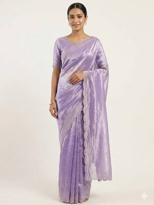 Elegant Lavender Embellished Saree for Women 1