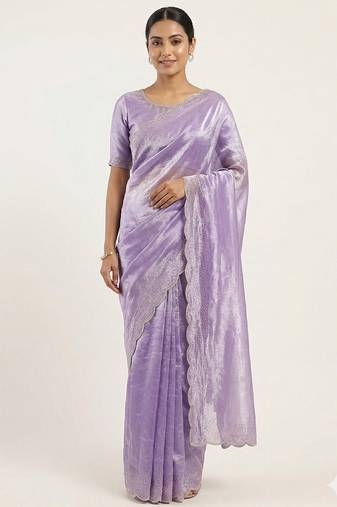 Elegant Lavender Embellished Saree for Women