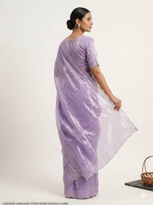 Elegant Lavender Embellished Saree for Women 2