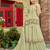 Green faux georgette half sleeve embroidered gown with jacket and dupatta