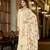 Cream chinon stitched top with stitched chinon bottom and chinon dupatta 3/4 sleeve embroidered straight kurta