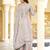 Grey chinon stitched top with stitched chinon bottom and chinon dupatta full sleeve embroidered straight kurta