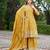 Yellow chinon stitched top with stitched chinon bottom and chinon dupatta 3/4 sleeve embroidered a-line kurta