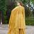 Yellow chinon stitched top with stitched chinon bottom and chinon dupatta 3/4 sleeve embroidered a-line kurta