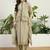 Green faux georgette half sleeve embroidered gown with jacket and dupatta