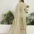 Green faux georgette half sleeve embroidered gown with jacket and dupatta