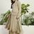 Green faux georgette half sleeve embroidered gown with jacket and dupatta