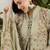 Green faux georgette half sleeve embroidered gown with jacket and dupatta