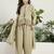 Green faux georgette half sleeve embroidered kurta palazzo set with jacket