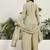 Green faux georgette half sleeve embroidered kurta palazzo set with jacket