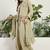 Green faux georgette half sleeve embroidered kurta palazzo set with jacket