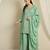 Teal chinon stitched top with stitched chinon bottom and chinon dupatta 3/4 sleeve embroidered straight kurta